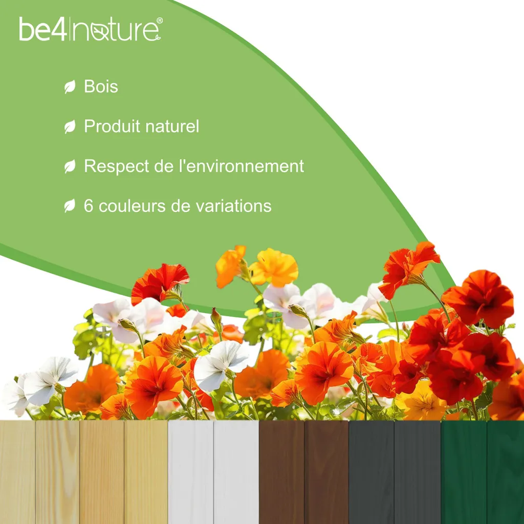 Rollborder be4nature 100x20 cm Gris Bordure de plate-bande en Pin