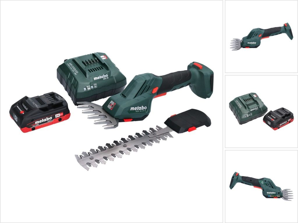 Metabo SGS 18 LTX Q Akku Gras und Strauchschere 18 V + 1x Akku 4,0 Ah + Ladegerät