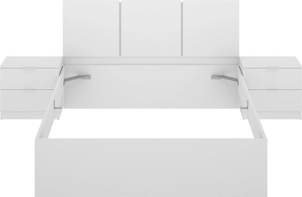 Doppelbett Cuel, Struktur des Container-Betts, Sommier mit Verkleidung, Matratzenhalterstruktur, 259x195 h96 cm, Weiß