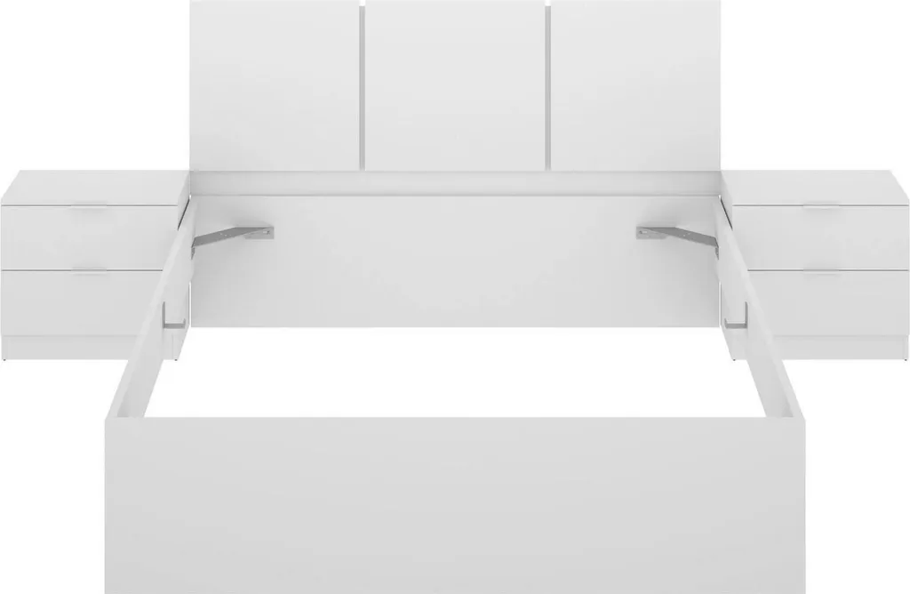 Villamar - Lit Double Français Blanc pour Matelas 140x190 cm Robuste
