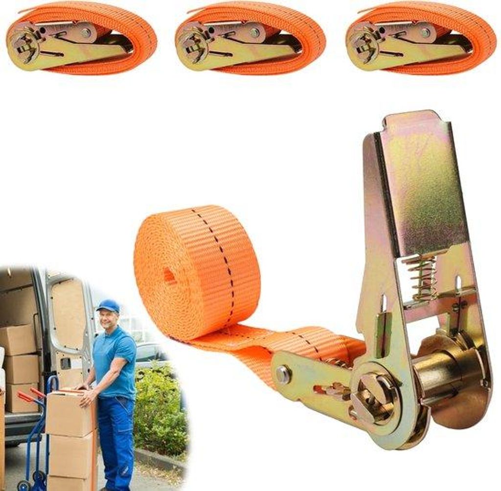 Set robuste 4-fach verstelbare motorrad- en bagagezubehörhalter, 2 m lang, 25 mm breit, oranje