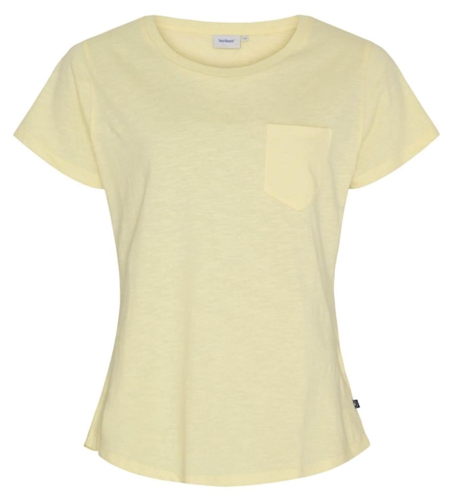 Sea Ranch Damen T-Shirt Adina mit Brusttasche - Kurzarm-Shirt aus Baumwolle mit Rundhalsausschnitt in Vanilla Größe M