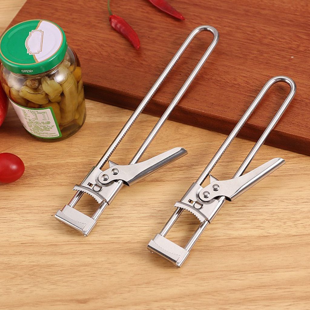 1 Stück/2 Stück Edelstahl-Glasöffner, verstellbarer Einhand-Dosenöffner, tragbarer Glasdeckel-Greifer, Flaschenöffner für Senioren mit schwac...
