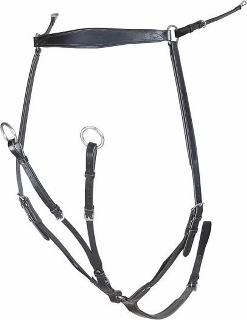Harnais torse poney pour saut d'obstacles Velociti Lusso cuir noir