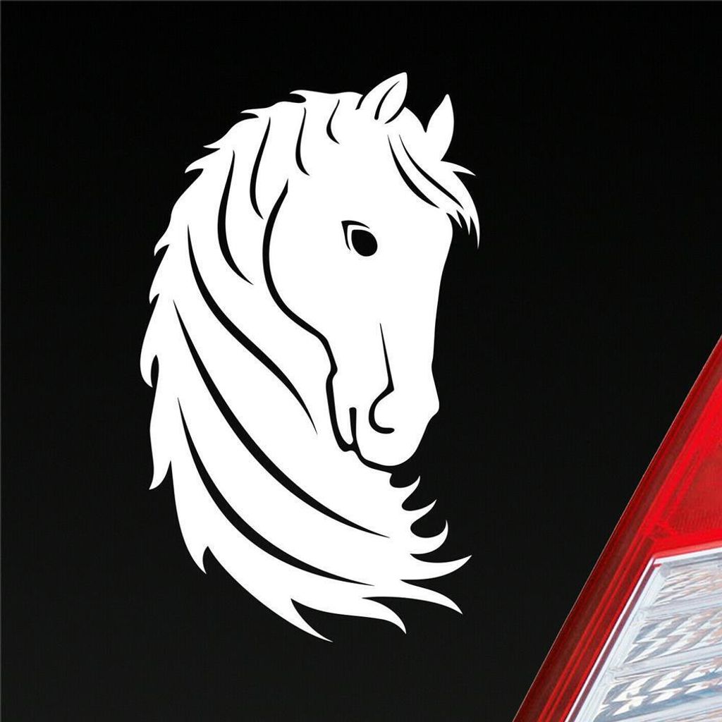 Auto Aufkleber Pferd Horse Pony Pferdeliebhaber Reiten 15x9 cm Weiss Matt Sticker Heckscheibenaufkleber