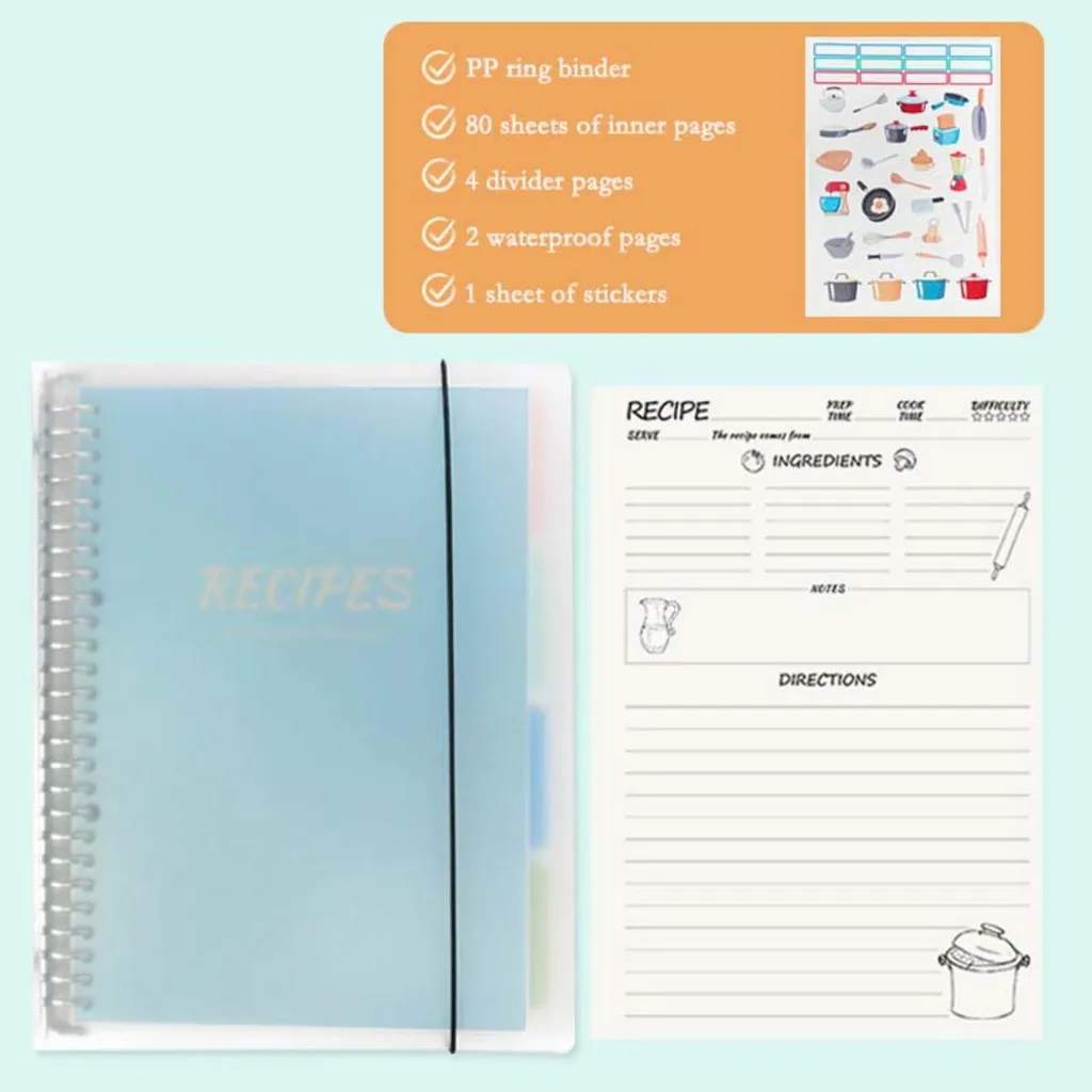 Quaderno Ricette da Scrivere INF Azzurro Cielo - 160 Pagine Organizzate - 5