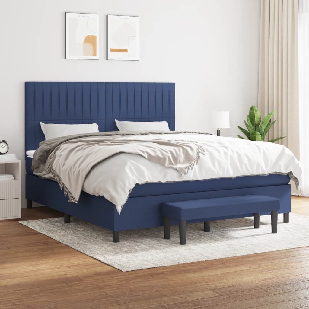 Maison Exclusive - Boxspringbett mit Matratze Blau 160x200 cm Stoff