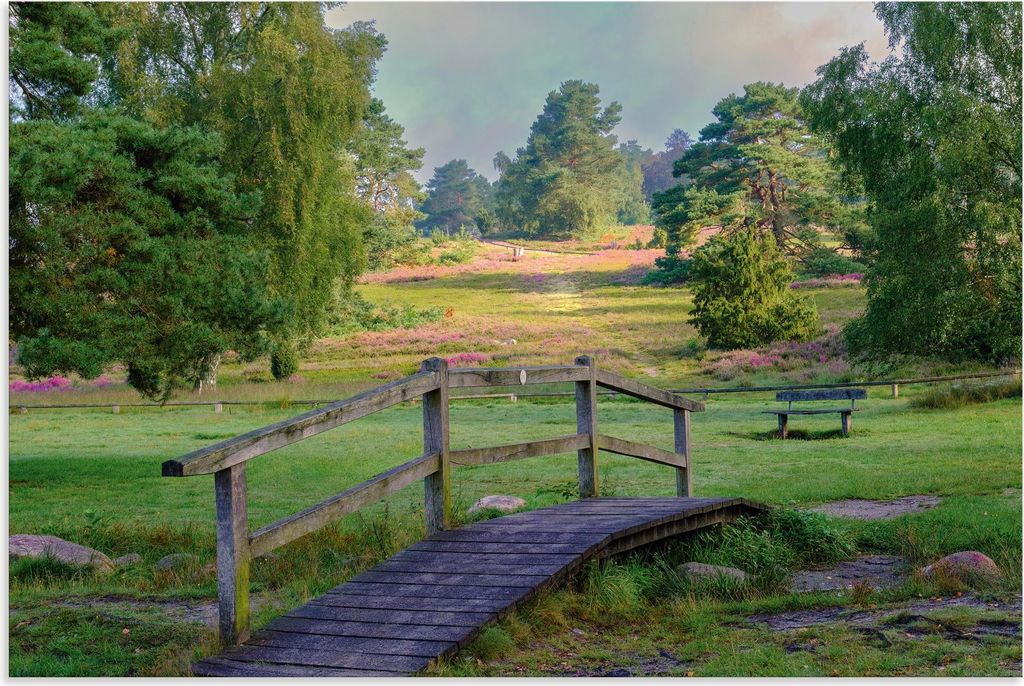 ARTland Wandbild Alu für Innen & Outdoor Lüneburger Heide Größe: 120x80 cm