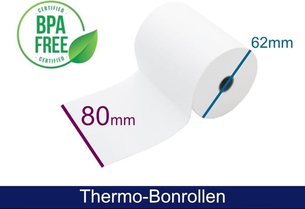 Thermorolle - 80 62 12.7 (B/D(max.)/K) weiss, 50m, 55g