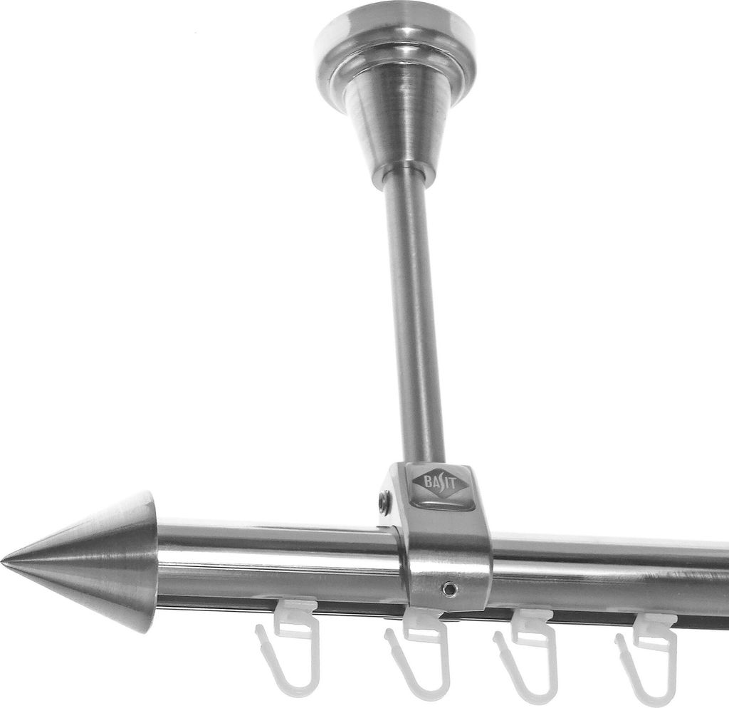 Innenlauf Gardinenstange 1-läufig Edelstahl Look Deckenmontage Ø 20mm D51 I