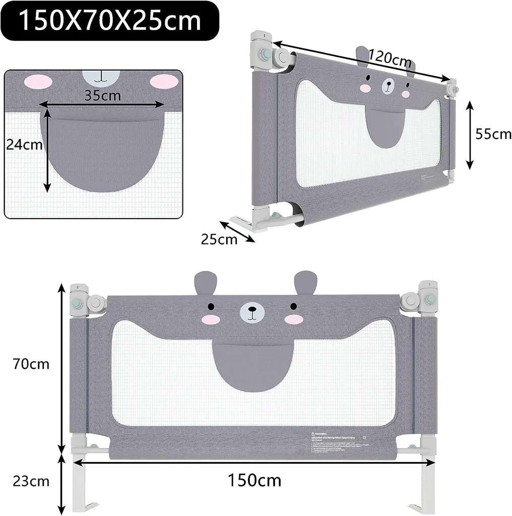Anti-chute lit enfant 150cm : solution sécurité pour lit à barreaux