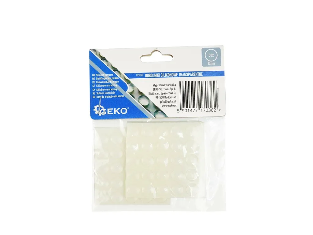 GEKO 50 Butées en silicone transparent rondes 8 mm pour meubles et vitres