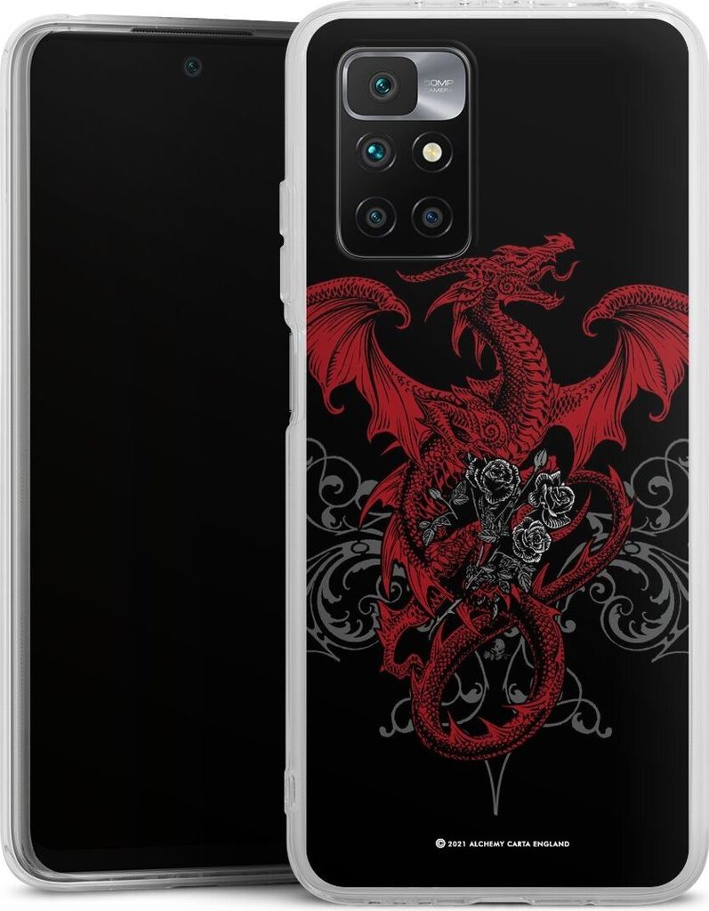 DeinDesign Handyhülle für Xiaomi Redmi 10 Silikon Hülle Case Smartphone Schutzhülle Drache Gothic Rot