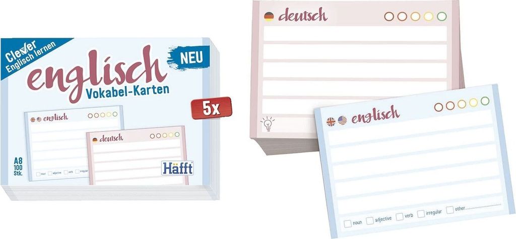Häfft 3822-5 Vokabel-Karten A8 100 Stück Englisch Produktbild 