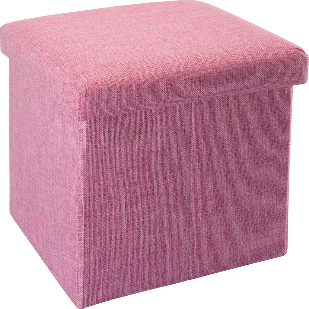 Sgabello Pieghevole Intirilife 30x30 Rosa | Cubo Seduta con Vano