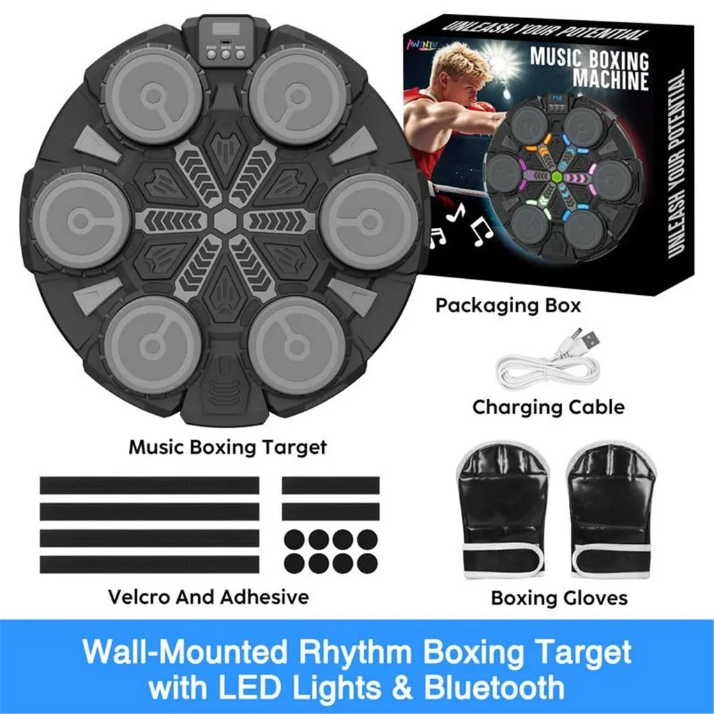 Machine de boxe Bluetooth, 5 modes de vitesse avec haut-parleur noir