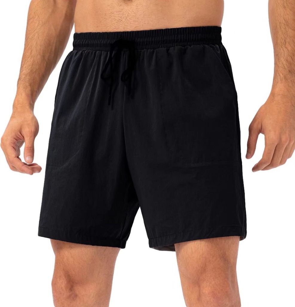 ASKSA Herren Sport Shorts Sommer Schnelltrocknend Joggen Kurze Hose mit Taschen und Kordelzug, Schwarz, XL
