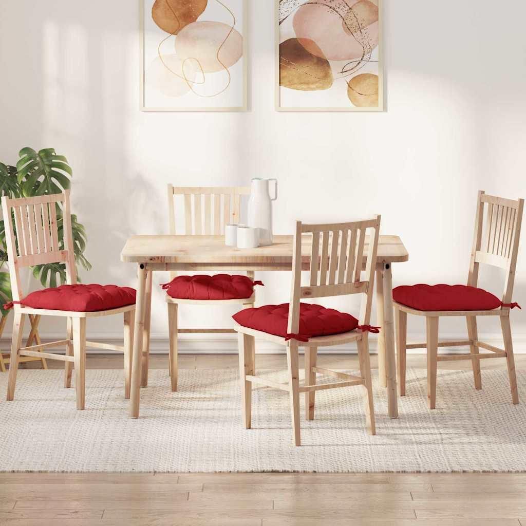 "Schlussverkauf" Sitzkissen 4 Stück - Sitzauflage - Sitzpolster - Rot 40x40x6 cm Stoff C5883