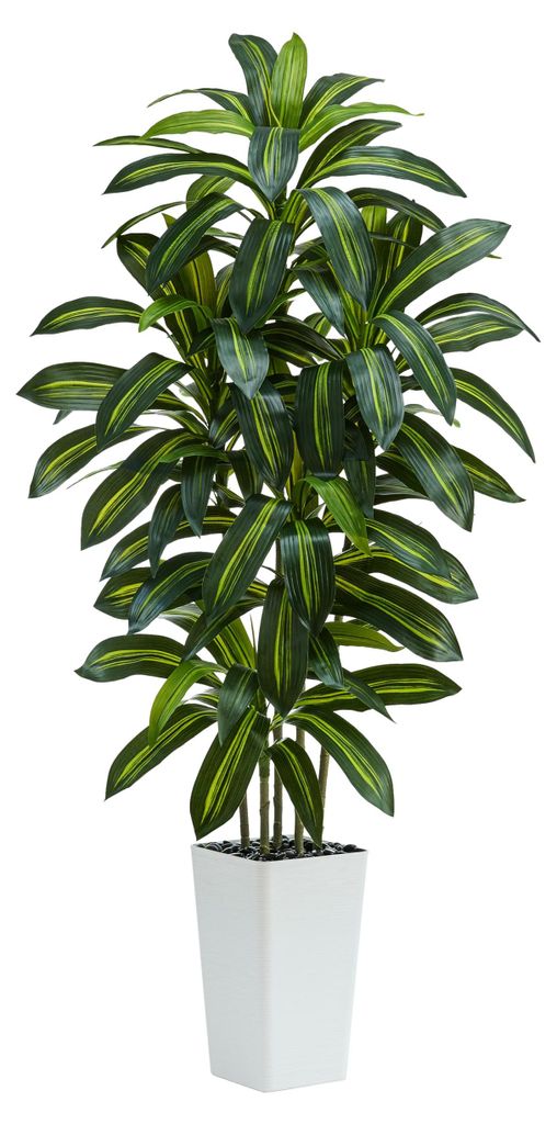 Künstlicher Drachenbaum, große künstliche Pflanze im weißen Topf, künstlicher Drachenbaum als Innendekoration für Wohnzimmer, Schlafzimmer, B...