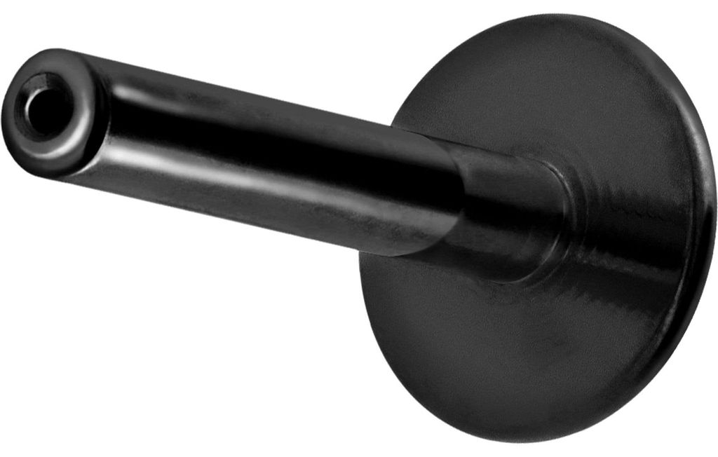 Ohrpiercing, Nasenpiercing Titan Labret mit Push Fit ohne Kugel ABGERUNDETE PLATTE Schwarz Stablänge: 9mm | Stabstärke: 1,2mm