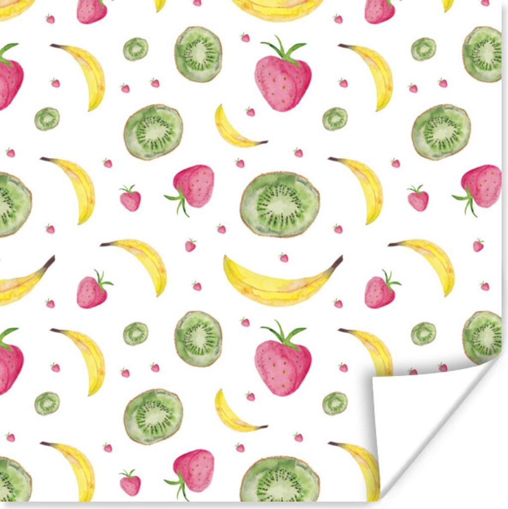 MuchoWow Poster Obst - Aquarell - Weiß 75x75 cm - Wand Dekoration