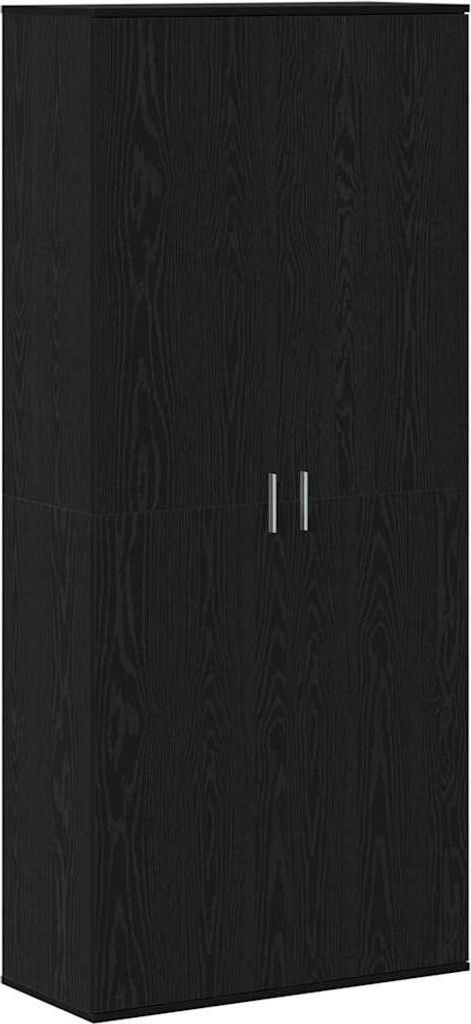 Highboard Schwarz Eichen-Optik 80 x 35 x 180 cm Holzwerkstoff