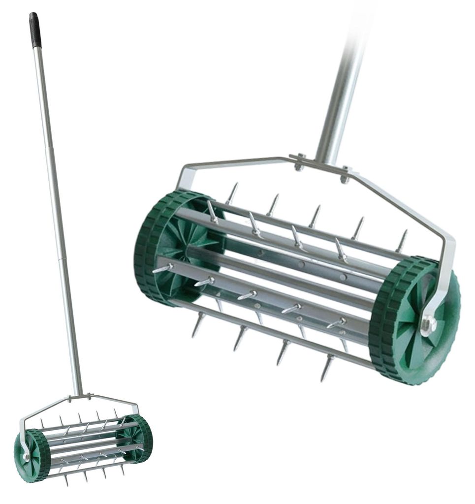 Rasenlüfter Walze mit 27 Spikes und Stiel aus Stahl - 44 x Produktbild 