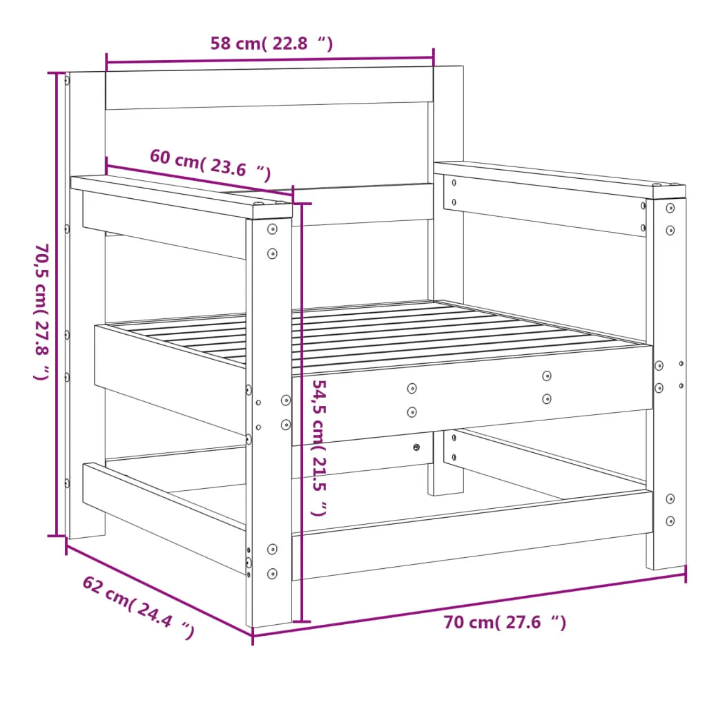 Sedie da Esterno 2 pz in Pino Massiccio Bianco | Offerta Arredo Giardino - 9