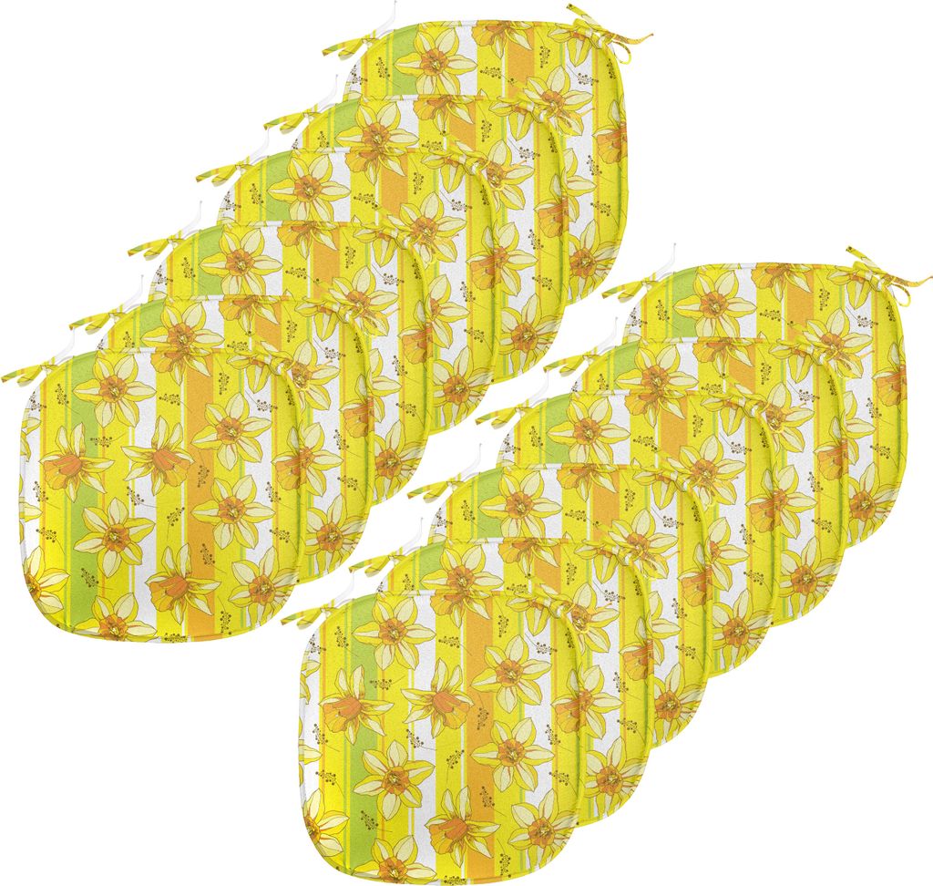 ABAKUHAUS Gelbe Blume Polster für Esszimmerstühle, Narcissus Blossom, Dekoratives wasserfestes Kissen mit Riemen für Küchensitze, 40 cm x 40 cm...