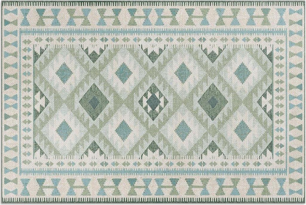 Grünes Rauten-Imitat – Vinylteppich – 140x210 cm – Outdoor Teppich – Terrasse – Wetterfest – Modern