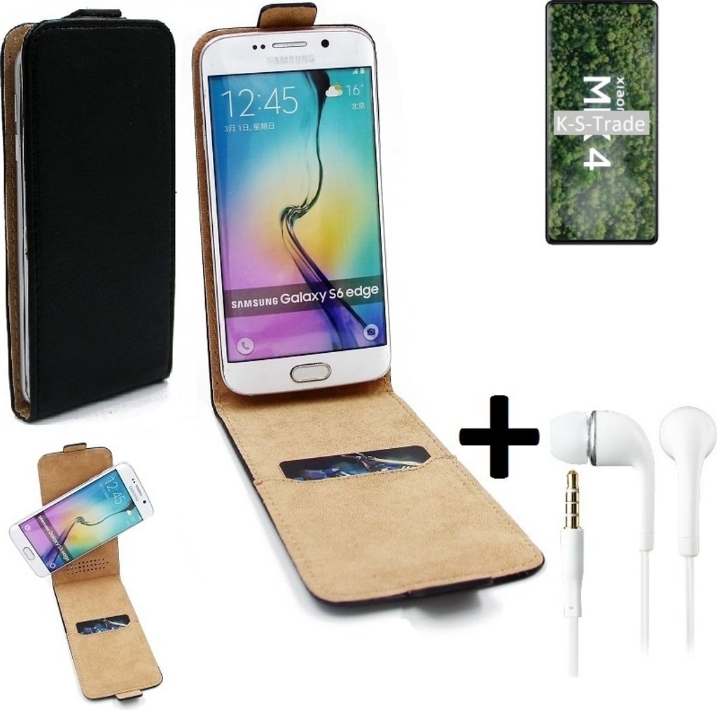 K-S-Trade Handy-Hülle + Kopfhörer kompatibel mit Xiaomi Mi MIX 4 360° Flipstyle Schutz-Hülle Smartphone Tasche Case Flip cover schwarz 1x