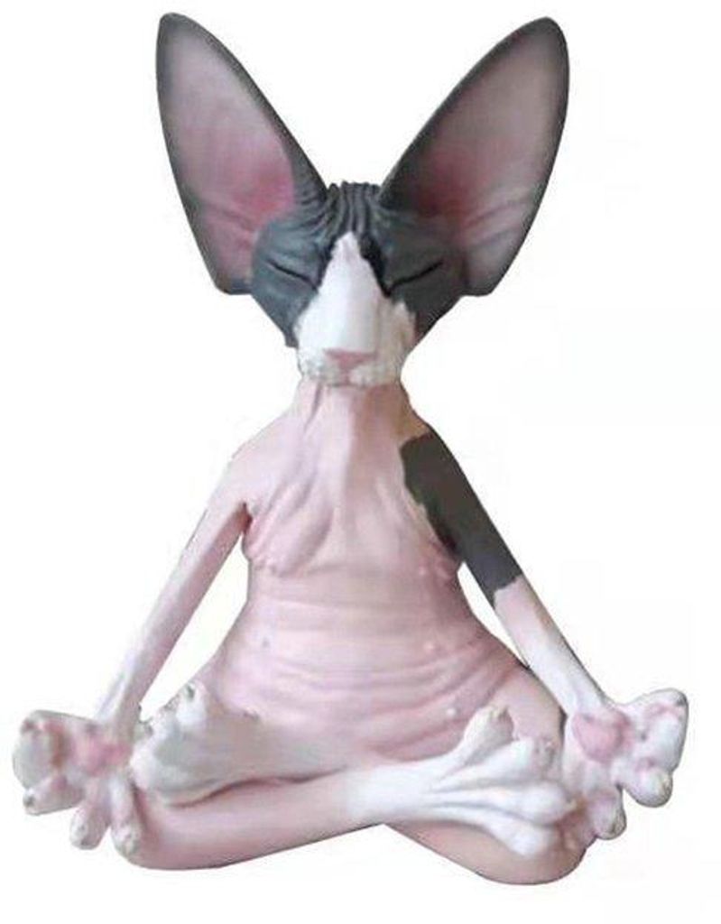 Rosa graue Yoga Katzenfigur Dekoration