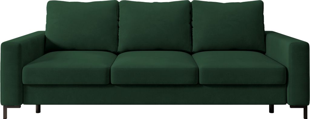 Selsey Mokpeo - 3-Sitzer Sofa mit Schlaffunktion, Bettkasten, Easy-Clean-Veloursbezug in Grün