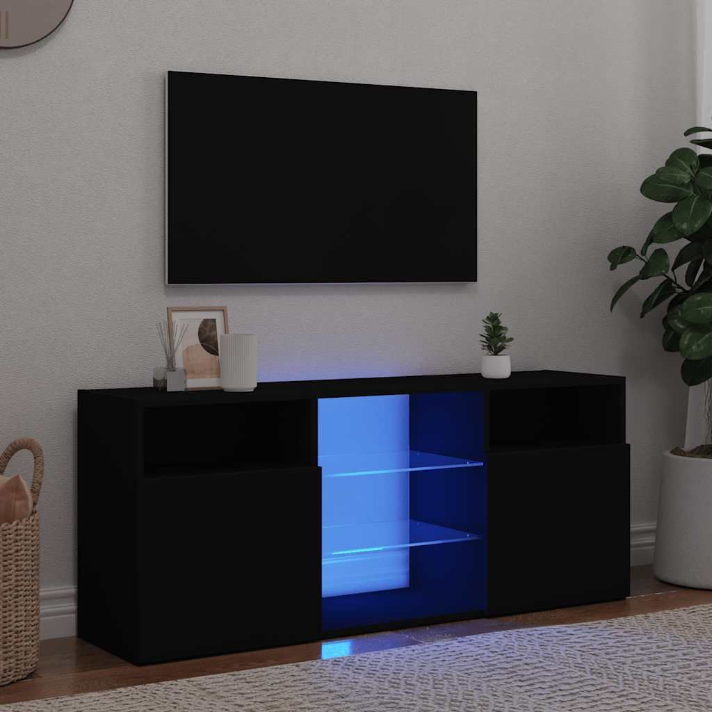 vidaXL TV-Schrank mit LED-Leuchten Schwarz 120x30x50 cm Produktbild 