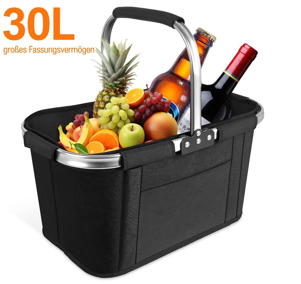 30L Einkaufskorb Faltbar, Korb Einkaufen mit Gepolsterten Produktbild 