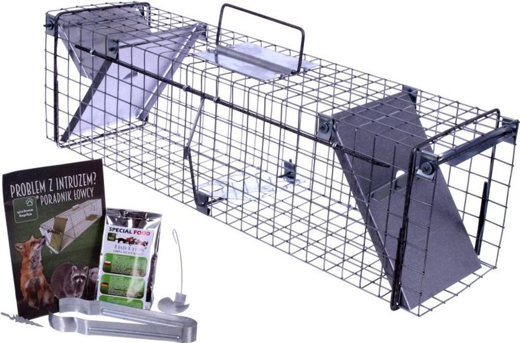 NAJDER Kastenfalle 102x17x20 cm Zwei Klappen + Jagdführer Grundfutter Mausefalle Lebendfalle Starkes Drahtgeflecht Rattenfalle Haustierfreundlich ...
