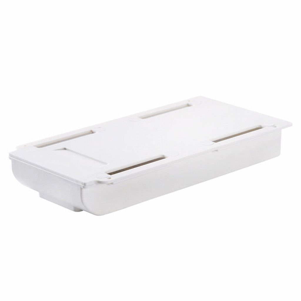 2pc (S+M) Unter Schreibtisch Stiftablage Schublade Organizer Selbstklebend Schubladenbox Weiß