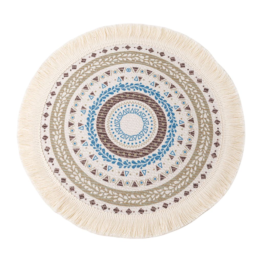 Dicke Placemat Anti-Scenening gute Wärmeisolierung Böhmen Böhmen Quasten Baumwoll Esstisch Platz für Esszimmer-D ,Größen:33cm