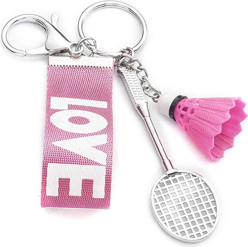 Mini Battledore Love Webbing Anhänger Schlüsselanhänger Halter Schlüsselanhänger Hängetasche Dekor-Rosenrot