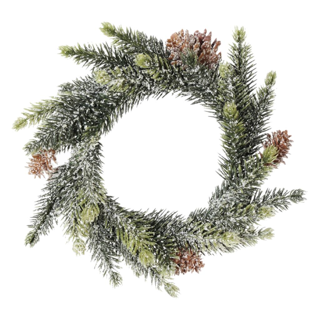 Weihnachtskranz Fichte mit Zapfen & Schnee 25 cm - Produktbild 
