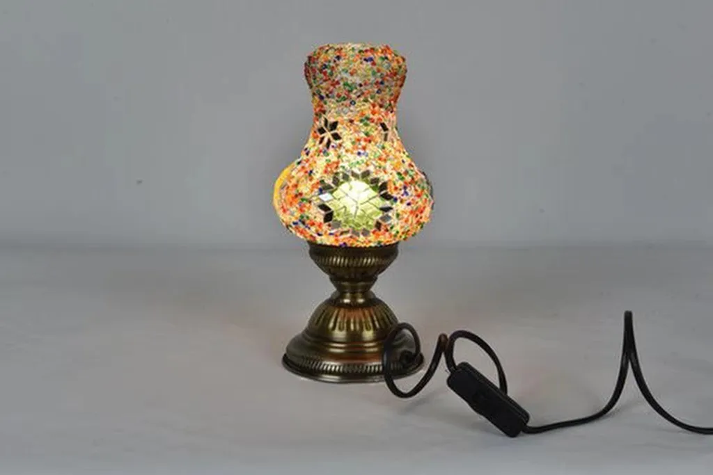 Lampe mosaïque poire faite main - Lampe de table turque artisanale 30cm