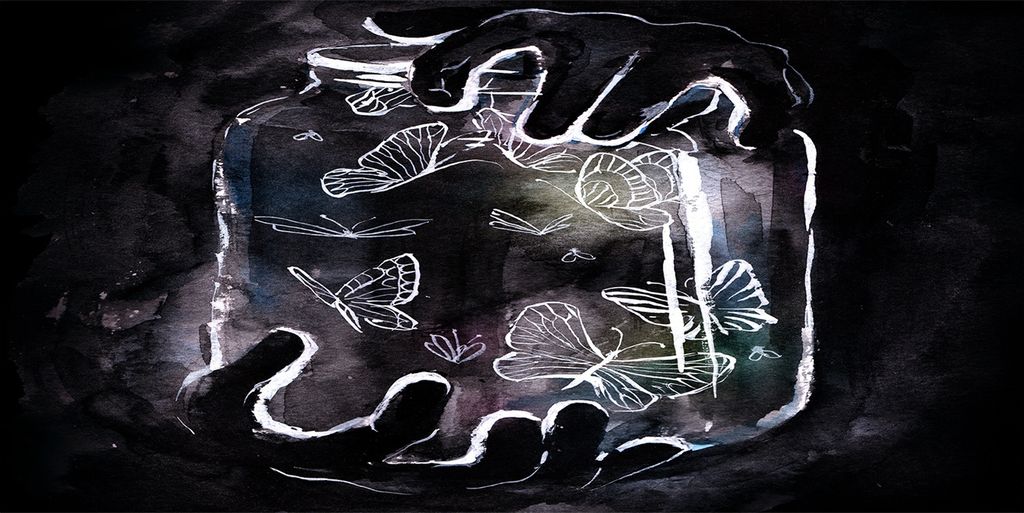 Tulup Leinwandbild - 140x70 cm - Wandkunst - Drucke auf Leinwand - Leinwanddruck - Kunst: modern & klassisch - Schwarz - Schmetterlinge Glas