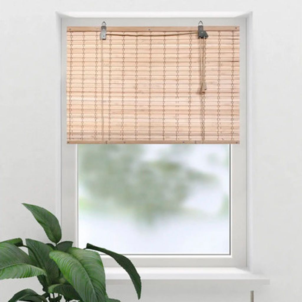 SOLUNA Bambusrollo verdunkelnd natur uni flach 90x240 cm