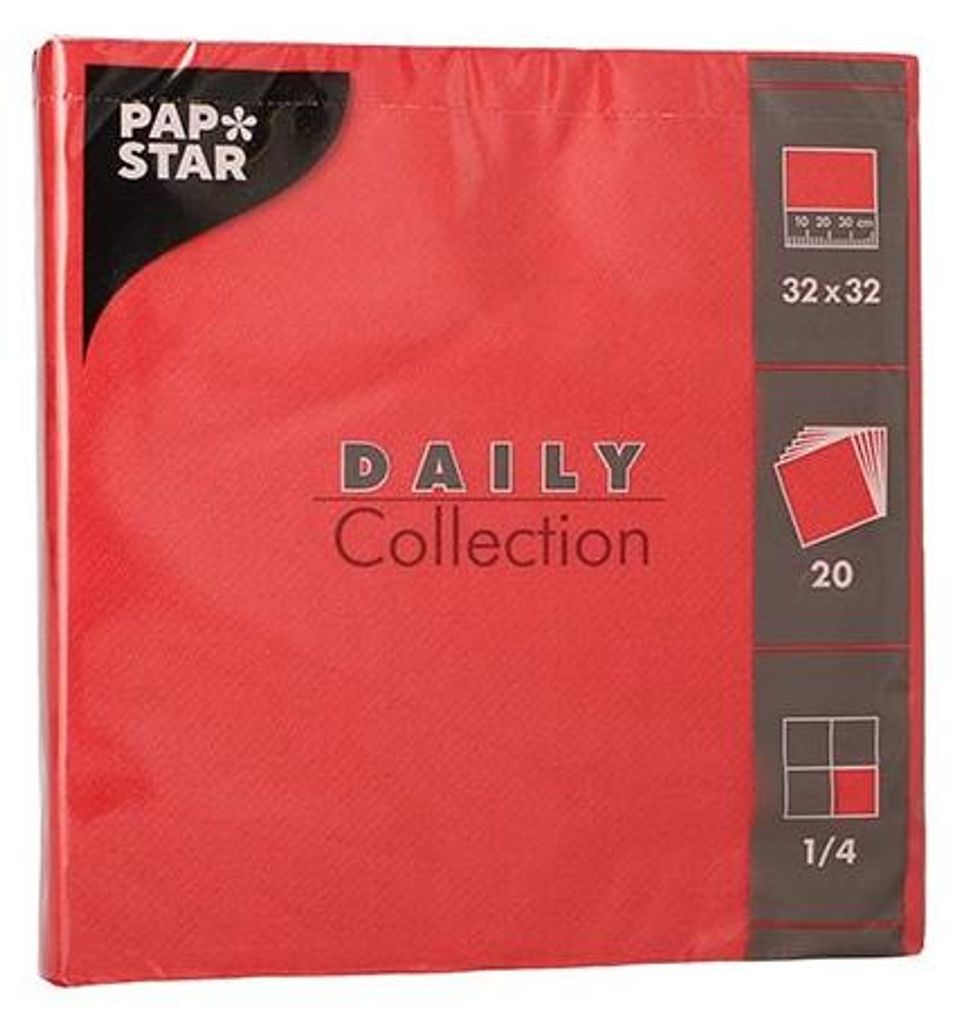 Servietten "DAILY Collection" 1/4-Falz 32 cm x 32 cm rot Produktbild 