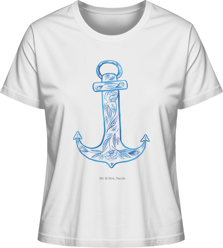 Mr. & Mrs. Panda Basic Shirt Damen Anker Blau Größe XL - Weiß - Geschenk, Oberteil, T-Shirt, Kurzarm, Lustige Sprüche