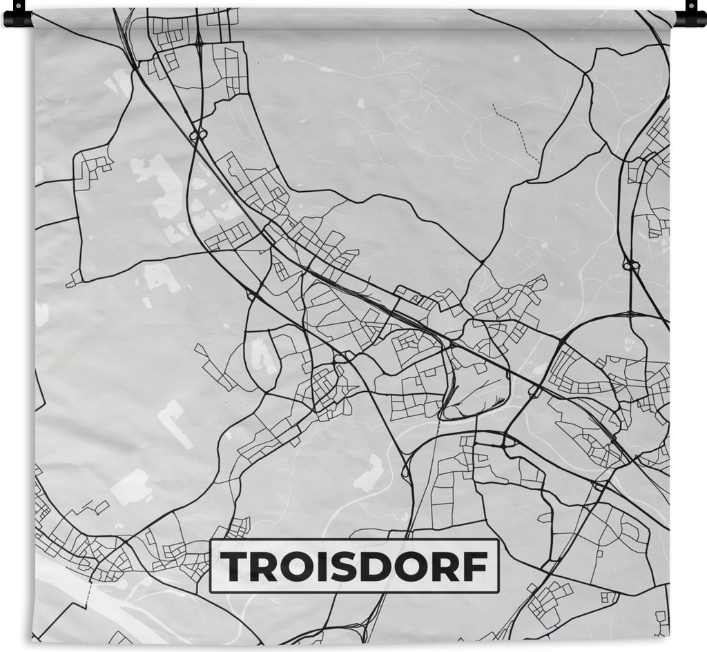 MuchoWow Wandteppich Wandbehang Troisdorf - Karte - Stadtplan - Deutschland 150x150 cm Tapisserie Dekoration Wandtuch - Wohnaccessoires - Modernes
