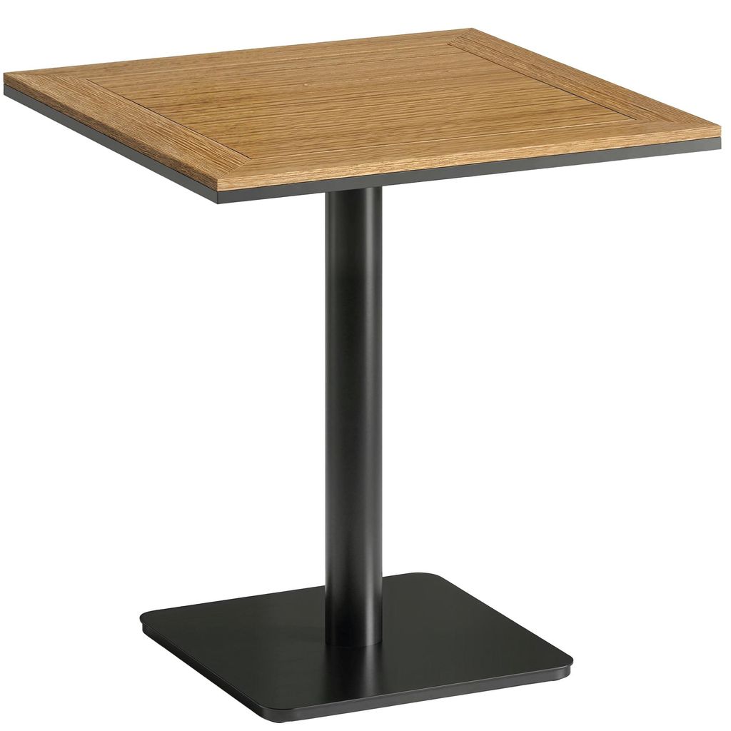 Beistelltisch 70 x 70 cm wetterfest Gartentisch mit Holzoptik Breite Basis, Quadratisch Naturholz