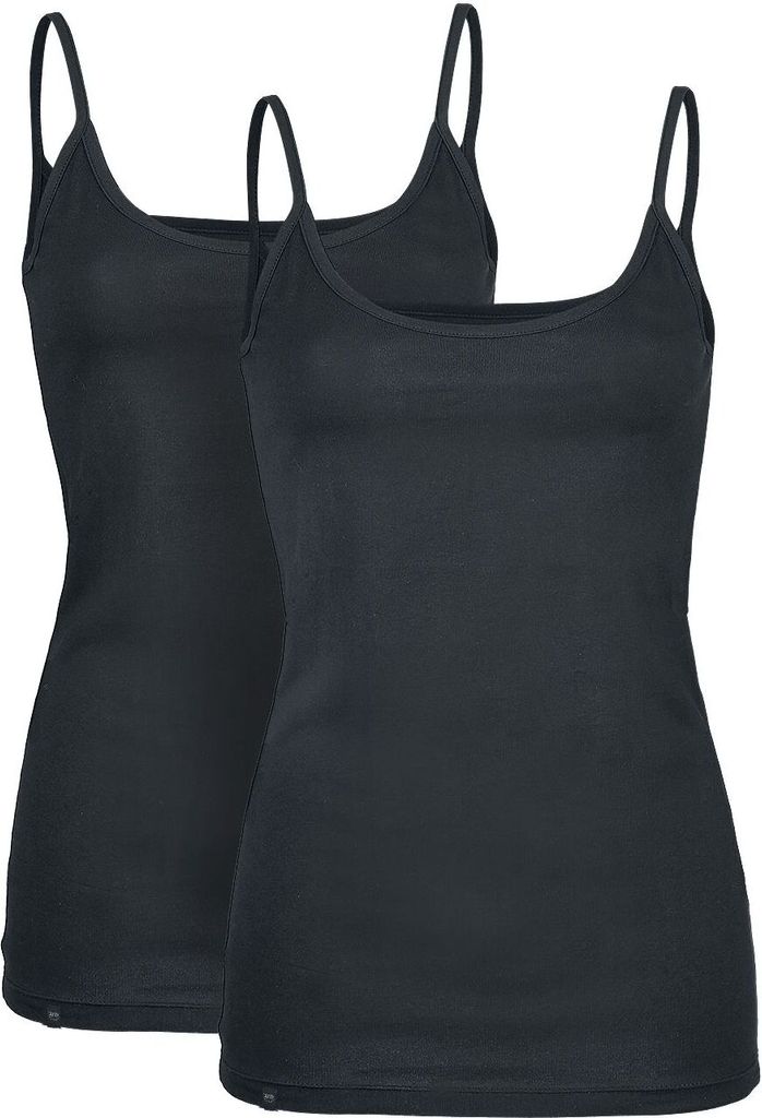 Black Premium by EMP Damen schwarze Tops mit Rundhalsausschnitt im Doppelpack L