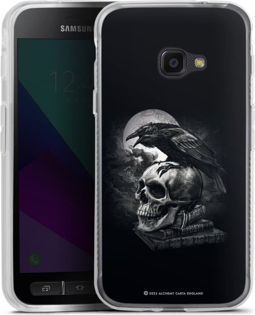 DeinDesign Handyhülle für Samsung Galaxy Xcover 4s Silikon Hülle Case Smartphone Schutzhülle Rabe Schädel Totenköpfe