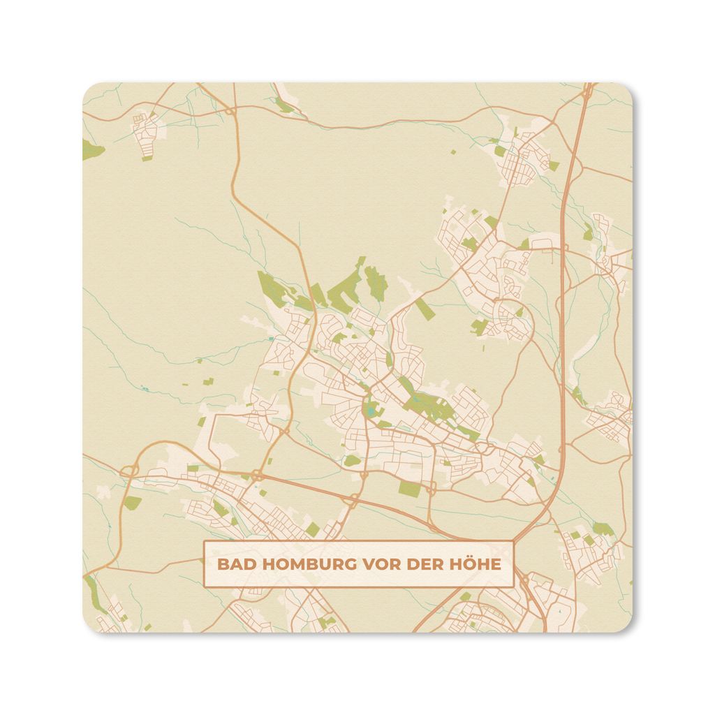 MuchoWow Mauspad Mousepad Bad Homburg von der Höhe - Stadtplan - Karte 30x30 cm - Mousepads - Maus Mat - Pad - Mausunterlage - Gaming